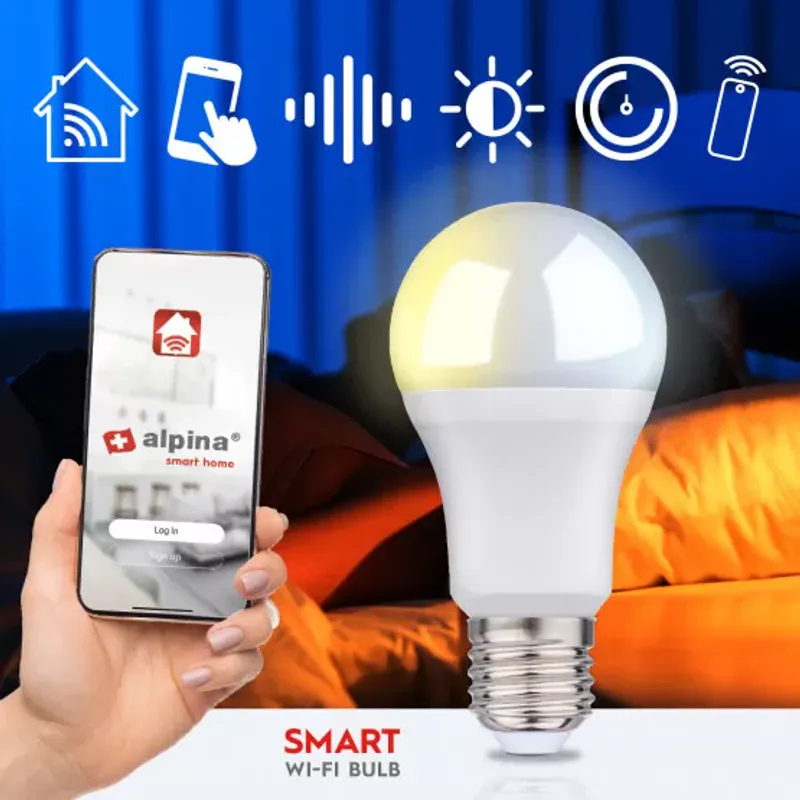 Alpina WiFi Smart E27 LED 9W Varm/Kald Hvit | Justerbart - Image 4