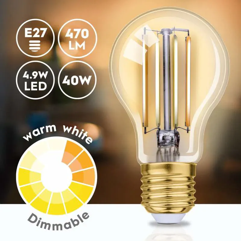 Alpina WiFi Smart E27 LED Filament Varm hvit 5,5W 470lm Lyspære - Image 4