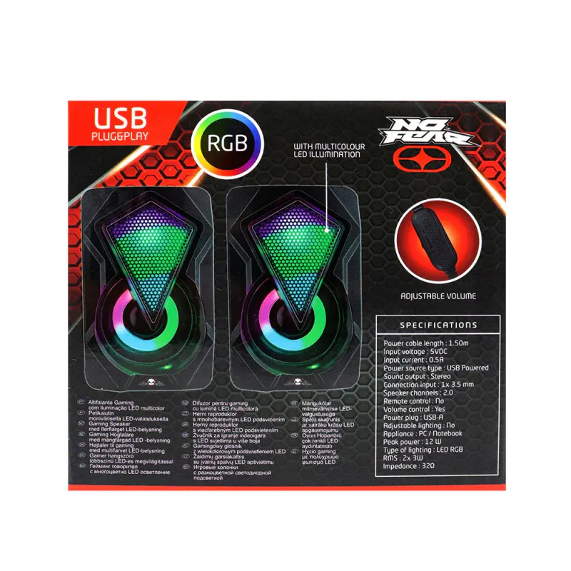 Gaminghøyttalere med RGB lys | No Fear kompakte PC - høyttalere - Image 6