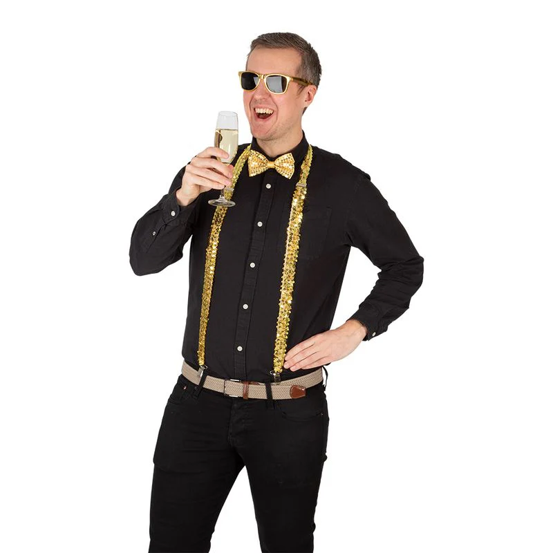 Kit Gold | Partysett med bukseseler, briller og flosshatt - Image 6