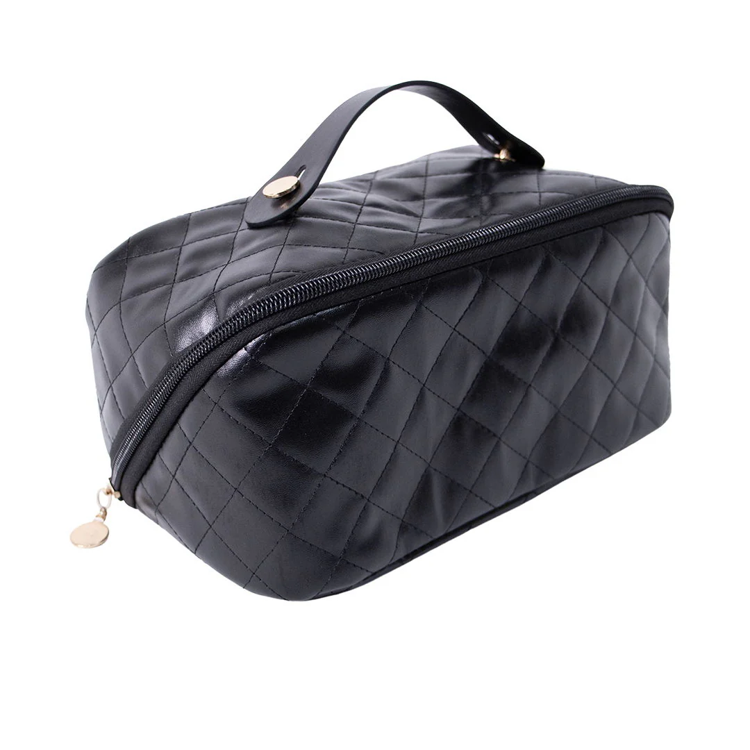 OlsenHome Makeup veske | Beige og svart sminkepung med rominndeling - Image 8