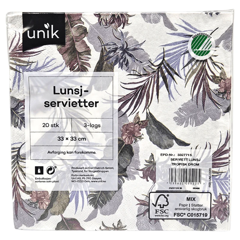 Servietter Tropisk Drøm 20pk 3 - lags | 33x33cm | Unik - Image 2